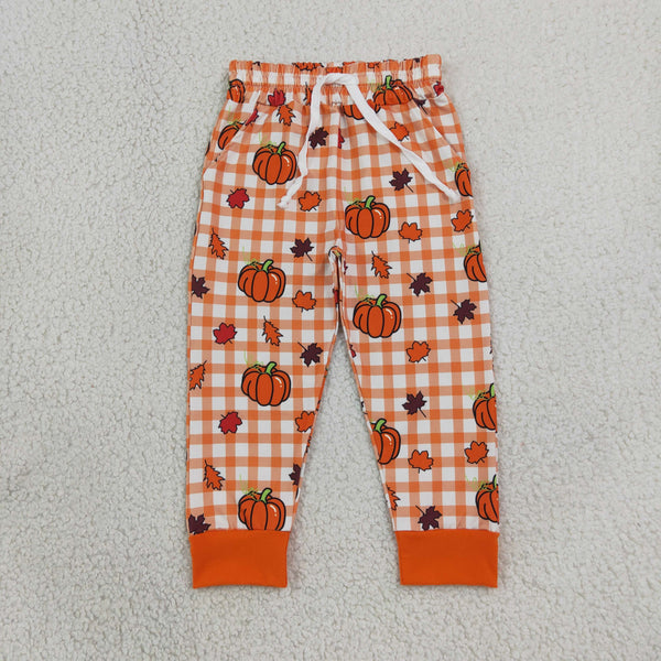 RTS Matching clothing fall pumpkin gingham print kid long sleeve romper pant fall clothing-2026.9.17
