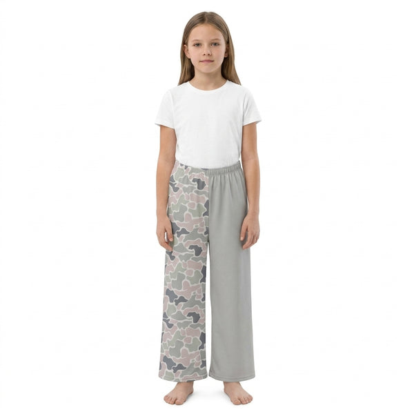 RTS P1226 toddler kids camouflage solid patchwork wide leg pant