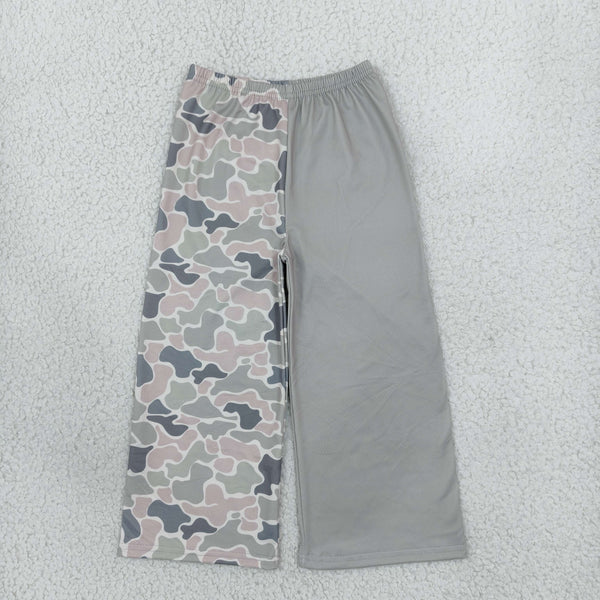 RTS P1226 toddler kids camouflage solid patchwork wide leg pant