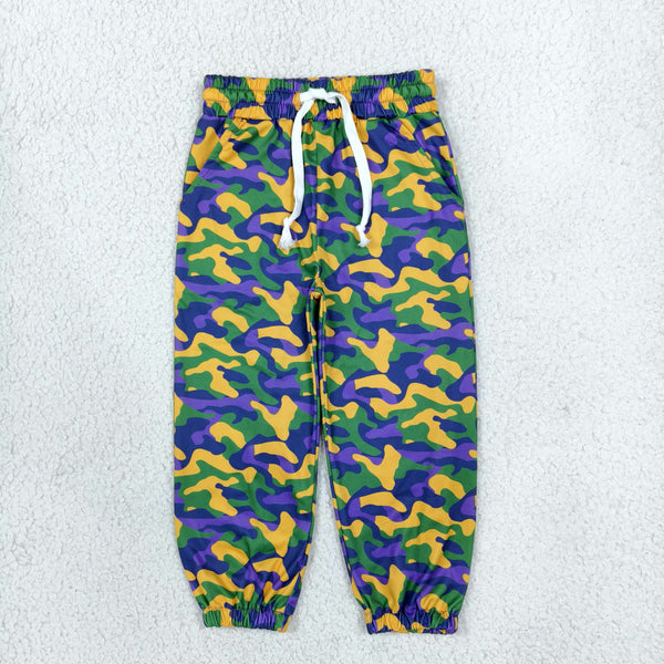 RTS P1248 toddler girl clothes Mardi Gras camo print long pants