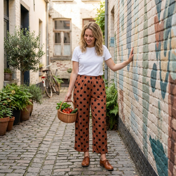 RTS P1250 women clothes polka dot print long pants