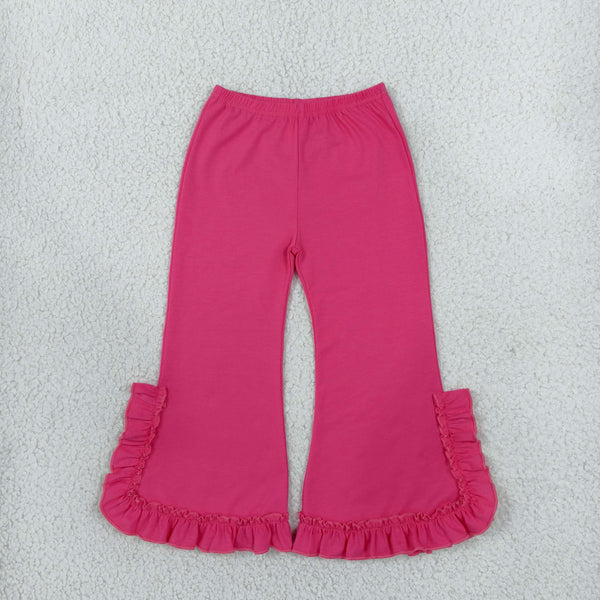 RTS P1273 toddler girl clothes solid pink ruffle flare pants