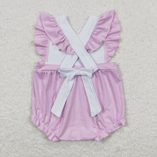 SR0620 toddler girl clothes rabbbit bunny embroidery girl easter bubble