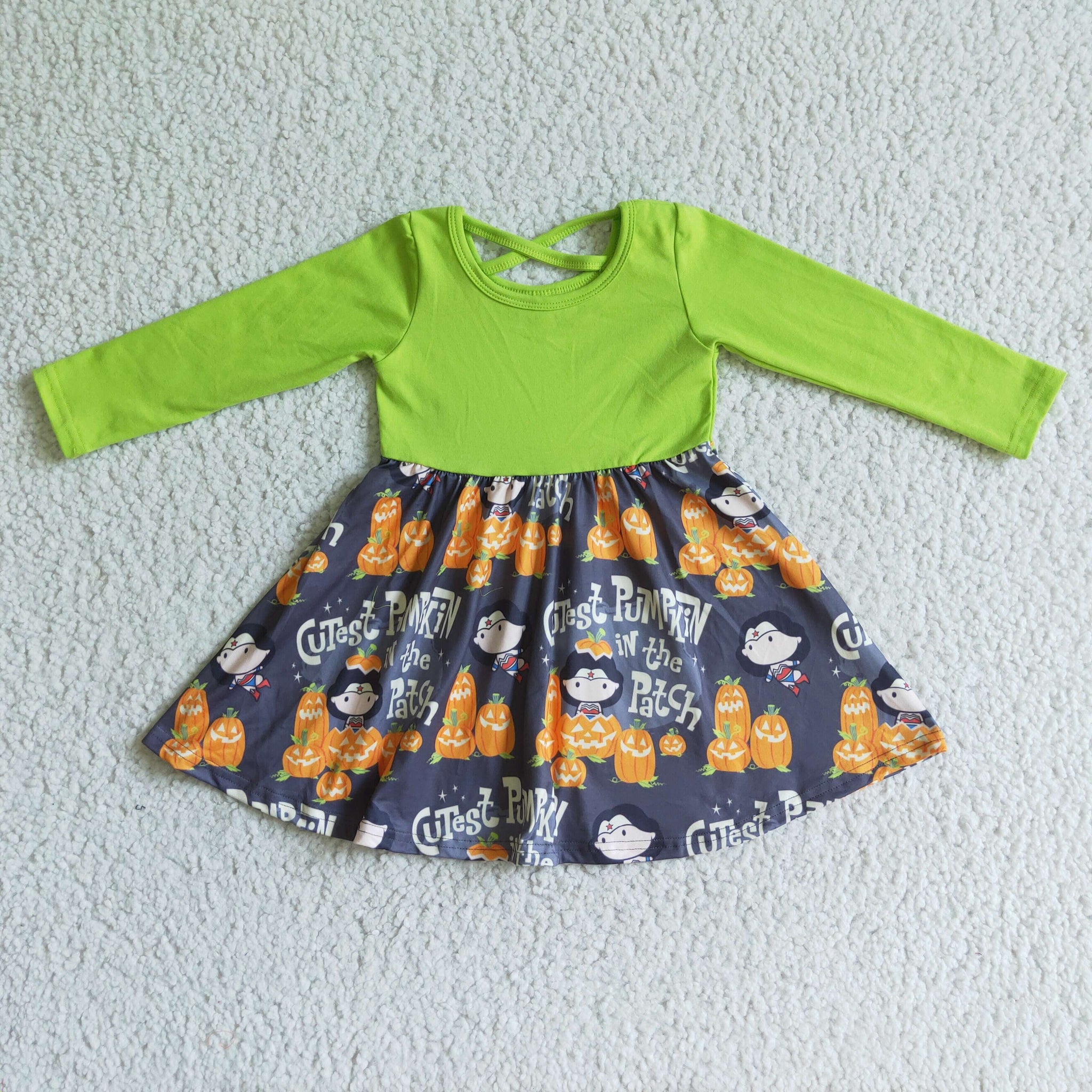 GLD0079 halloween toddler kids clothes girls pumpkin dress-promotion 2024.10.5 $5.5