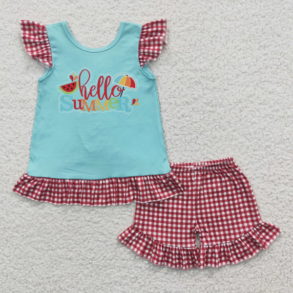 GSSO0134 kids clothes girls hello summer outfits-promotion 6.1 $5.5