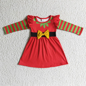 GLD0144 toddler girl dresses red christmas dress