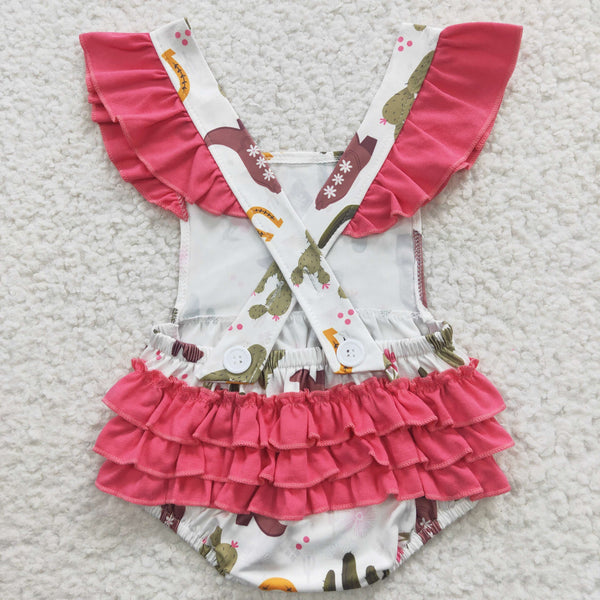 SR0384 baby girl clothes cactus girl summer bubble romper