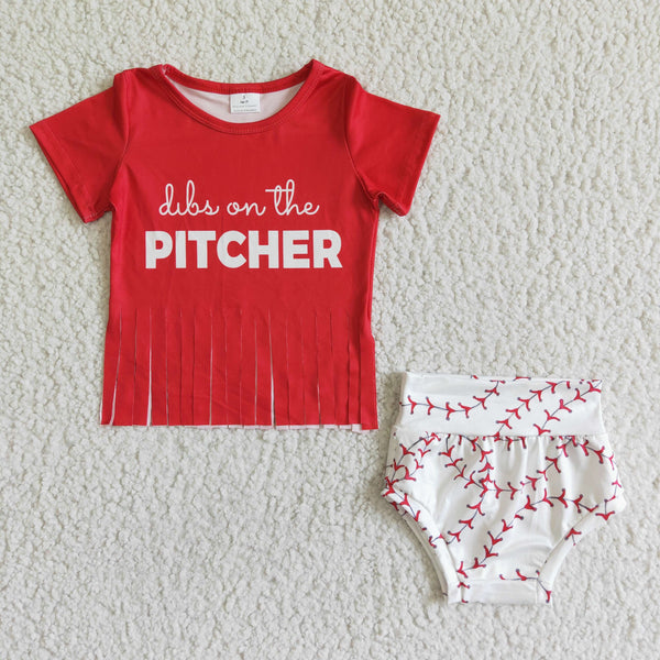 girl clothing girl red baseball summer bummies set-promotion 2024.6.8 $5.5