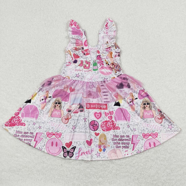 GSD0691 RTS baby girl clothes twirl dress girl taylor pink summer dress