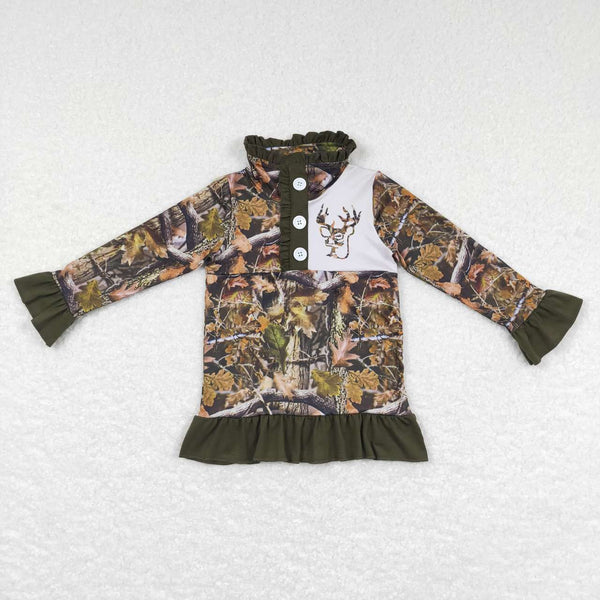 GT0311 toddler girl clothes hunting camo deer girl winter zipper top