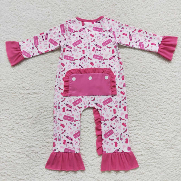 LR0600 baby clothes pink girl winter romper