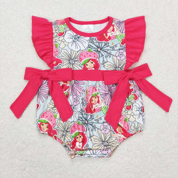 SR0726 baby girl clothes strawberry cartoon short sleeve romper girl summer bubble romper