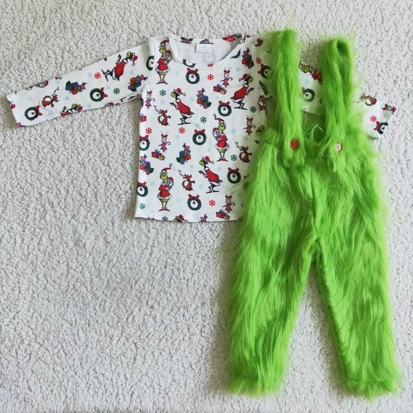 6 B0-4 christmas outfits for kids boy christmas set shir + fur pants