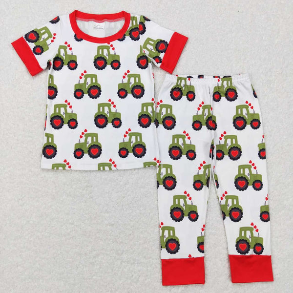 BSPO0200 toddler boy clothes tractor boy valentines day  pajamas set