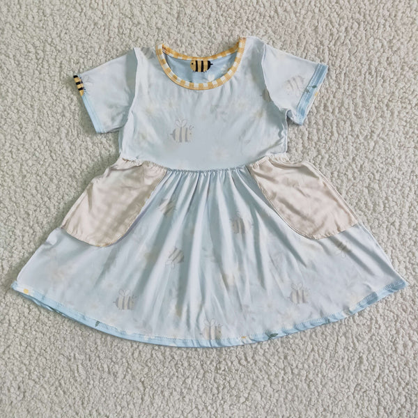 GSD0021 kids clothing summer bee farm short sleeve pocket dress-promotion 2024.3.30 $5.5