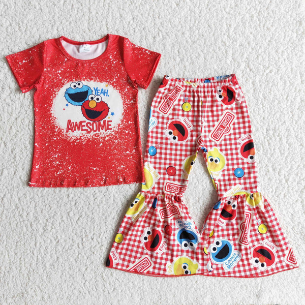 E11-17 toddler girl clothes fall 2022 cartoon red awesome set-promotion 6.1 $5.5