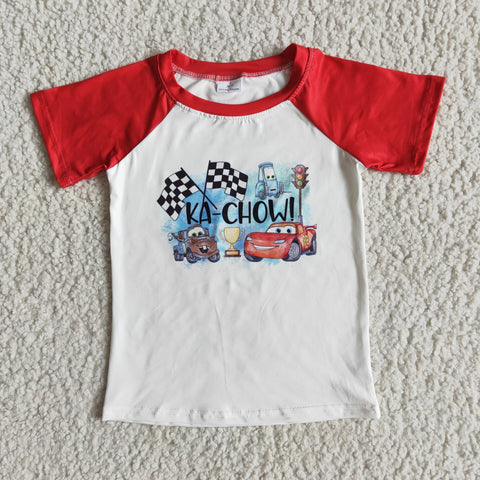 D3-20 boy cartoon car red short sleeve tshirt-promotion 2024.3.16 $2.99