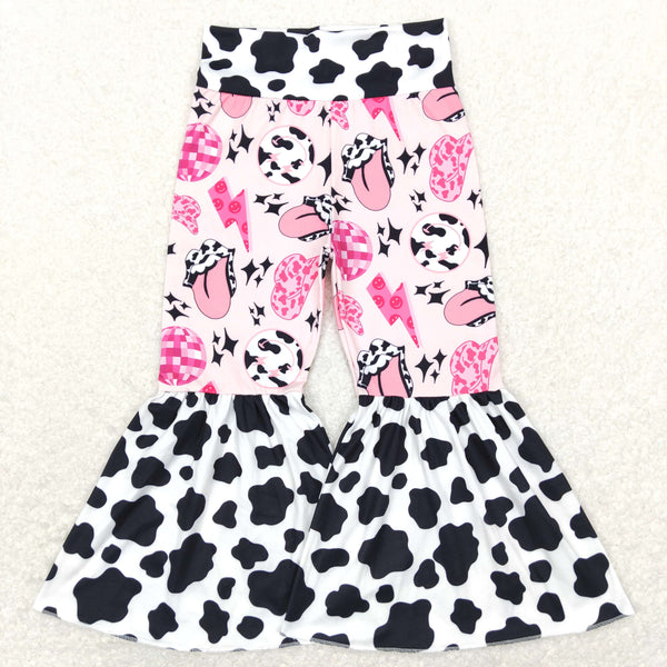 P0335 baby girl clothes girl bell bottom pant cow western clothes toddler flare pant