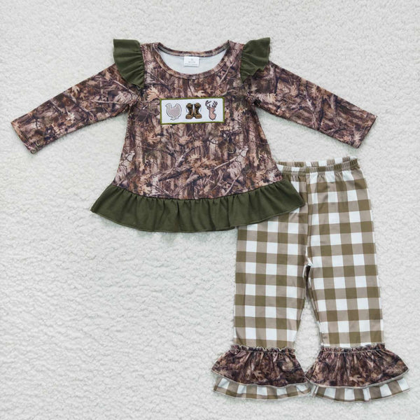 GLP0644 toddler girl clothes camo deer hunting embroidery girl winter outfit