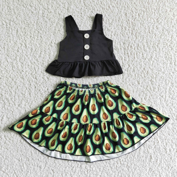 GSD0081 kids clothes black avocado summer skirt set-promotion 2024.4.27 $5.5