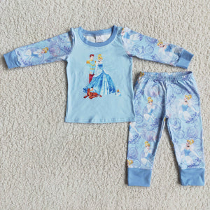 6 A1-2 girl princess cartoon blue winter long sleeve set-promotion 2023.11.18