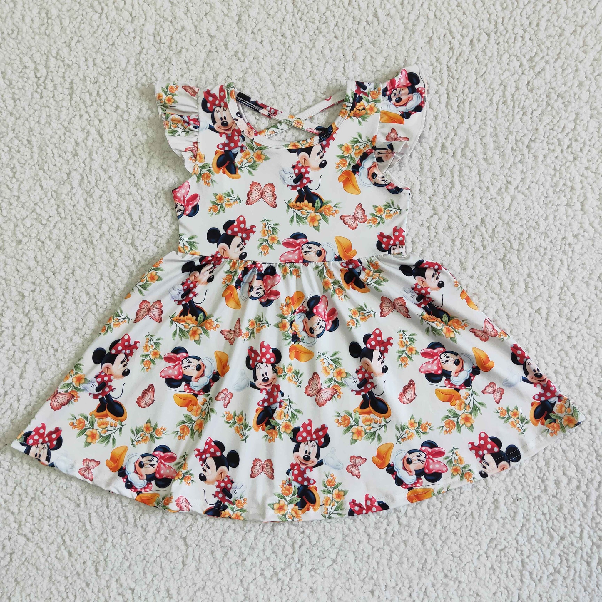 GSD0048 kids clothing girl cartoon flutter sleeve dress-promotion $5.5 2024.4.13