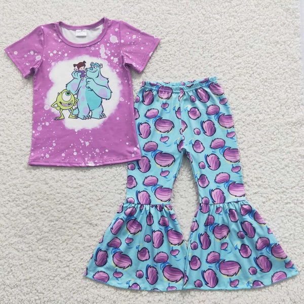 GSPO0731 toddler girl clothes cartoon girl bell bottom outfit