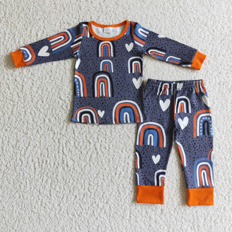 GLP0234 sleepwear heart rainbow kids pajamas-promotion 2024.11.30 $5.5