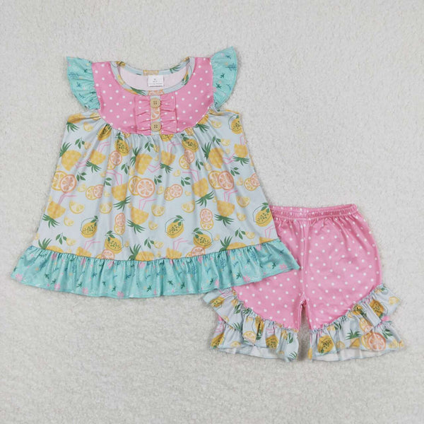 GSSO0782 RTS baby girl clothes lemon toddler girl summer outfits