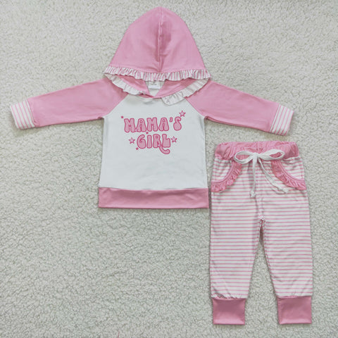 GLP0802 toddler girl clothes mama's girl winter hoodies set mother's day outfit