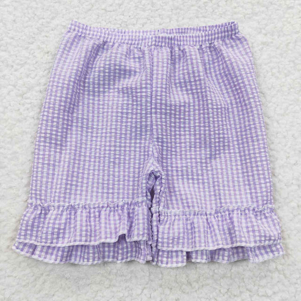 SS0067 toddler girl summer shorts purple girl seersucker bottom