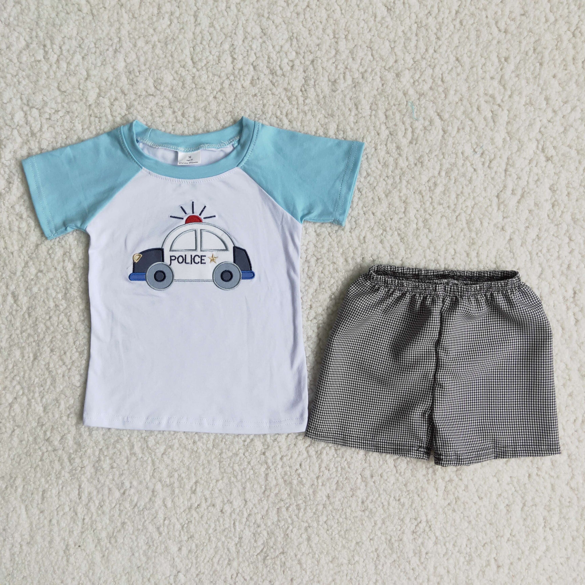 B18-4 baby boy clothes embroidery police summer outfits-promotion 2024.5.11 $5.5