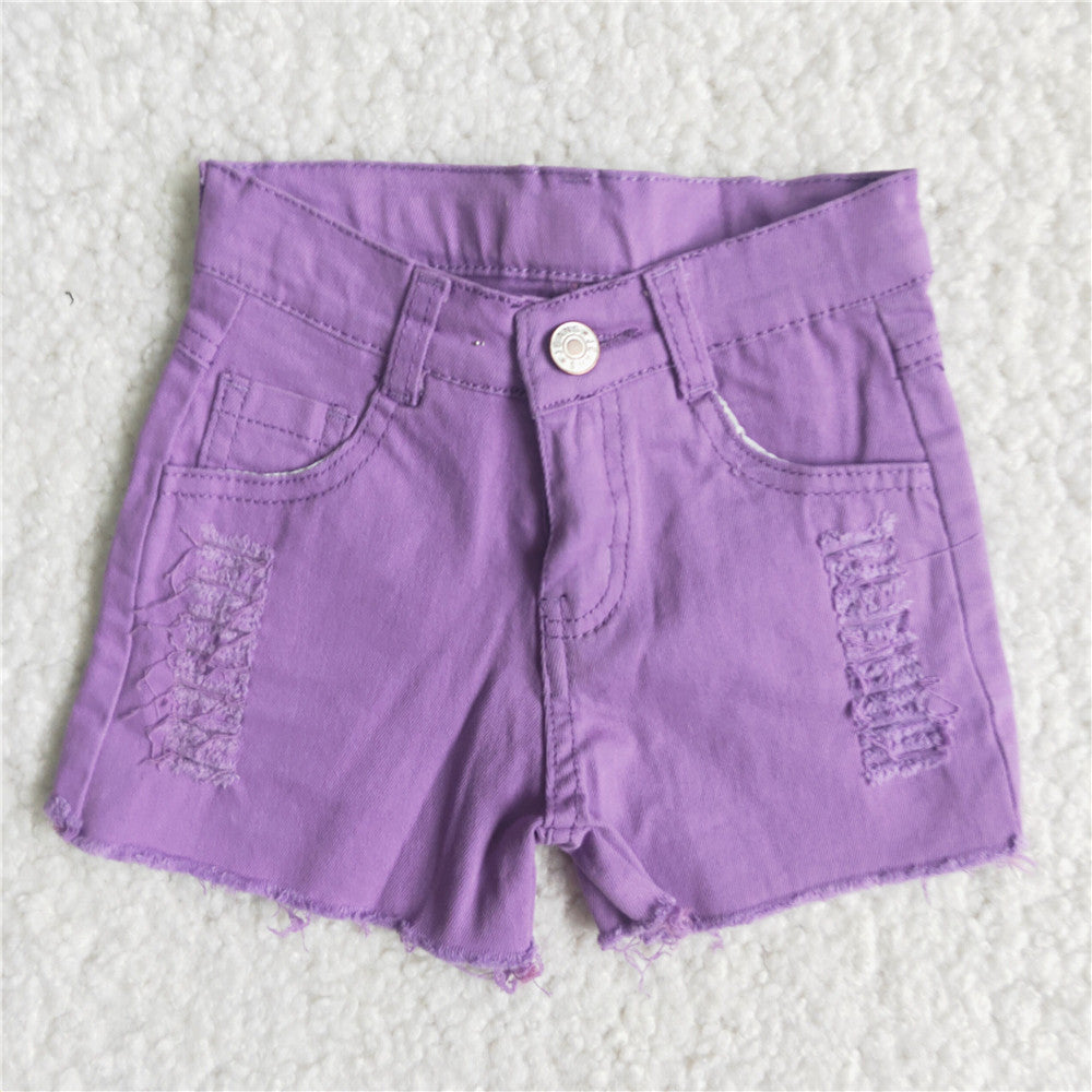 girl clothes summer purple denim shorts