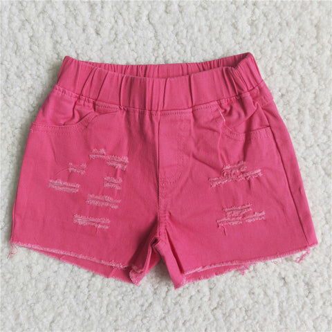 girl clothes summer hot pink denim shorts