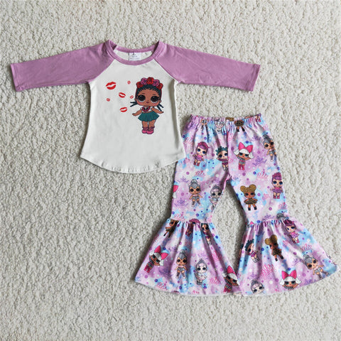 6 A9-14 RTS  girl purple cartoon winter long sleeve set-promotion 2024.8.24 $2.99