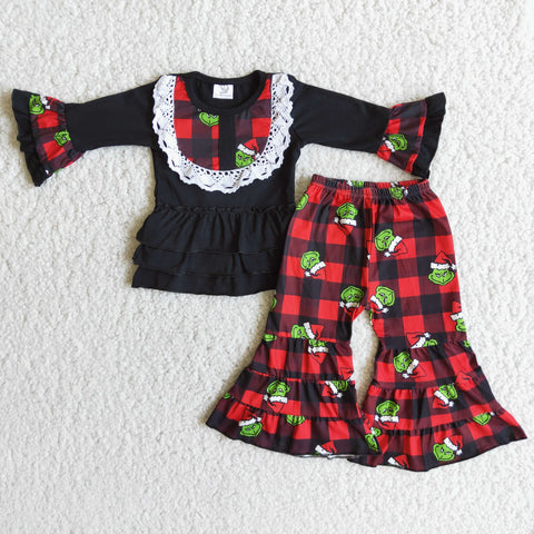 6 A12-29 baby girl clothes black winter christmas long sleeve set