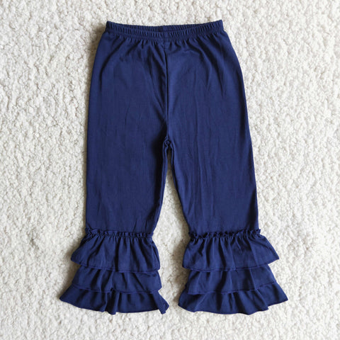 D10-13 RTS 6-12M to 7-8T girl navy ruffles winter pants