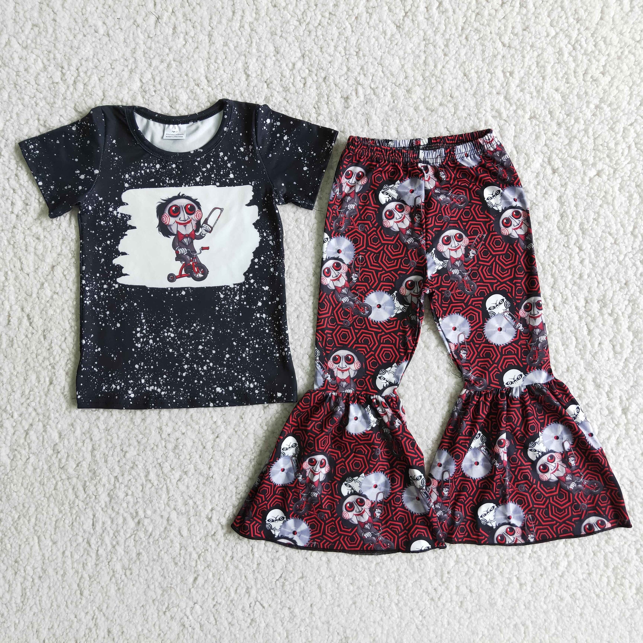 girl black cute short sleeve fall spring set