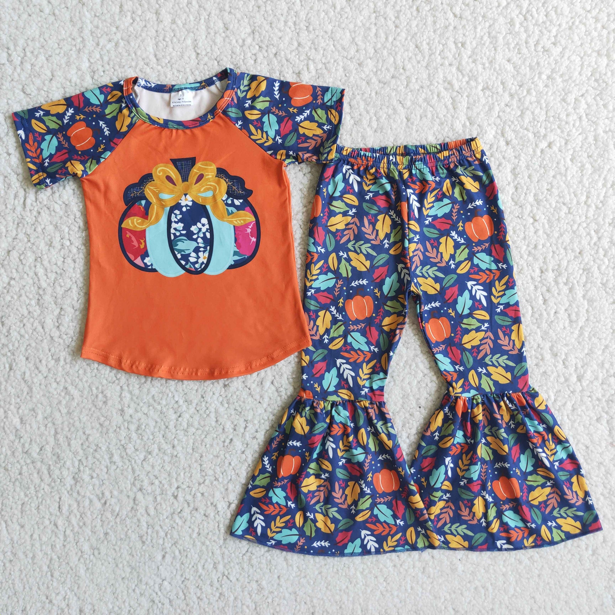 girl clothing orange pumpkin cute halloween set