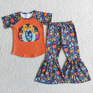 girl clothing orange pumpkin cute halloween set