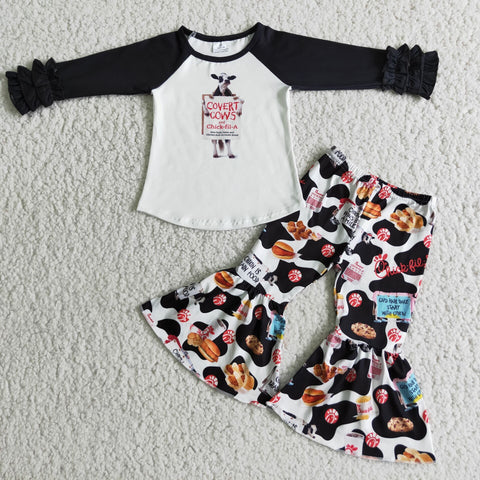 6 A17-27 toddler girl clothes black cow winter outfit--promotion 2024.10.26 $2.99