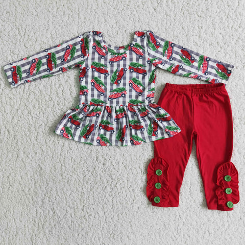 girls christmas red tree truck red pants winter set-promotion 2024.11.2 $2.99