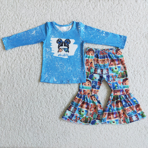 girl blue kidlife cartoon winter long sleeve set