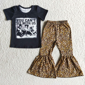 A0-23 RTS girl halloween leopard short sleeve set you can't sit with us