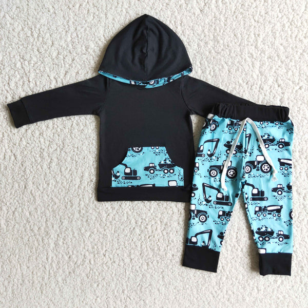 6 C6-10 baby boy clothes black car truck hoodies winter outfits