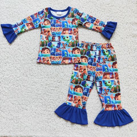 6 A17-19 girl blue cartoon winter long sleeve set pajamas-promotion 2024.10.12 $2.99