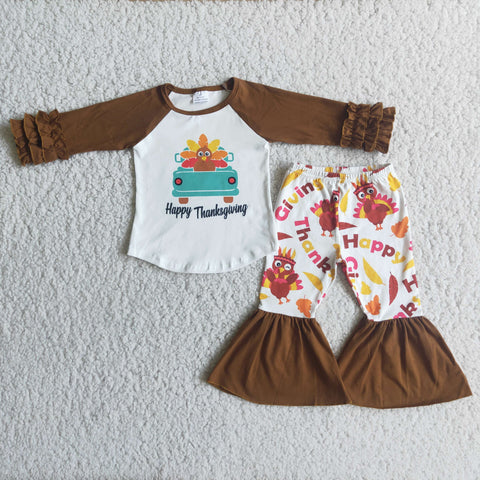 6 C8-16 baby girl clothes happy thanksgiving turkey outfit--promotion 2024.10.19 $2.99