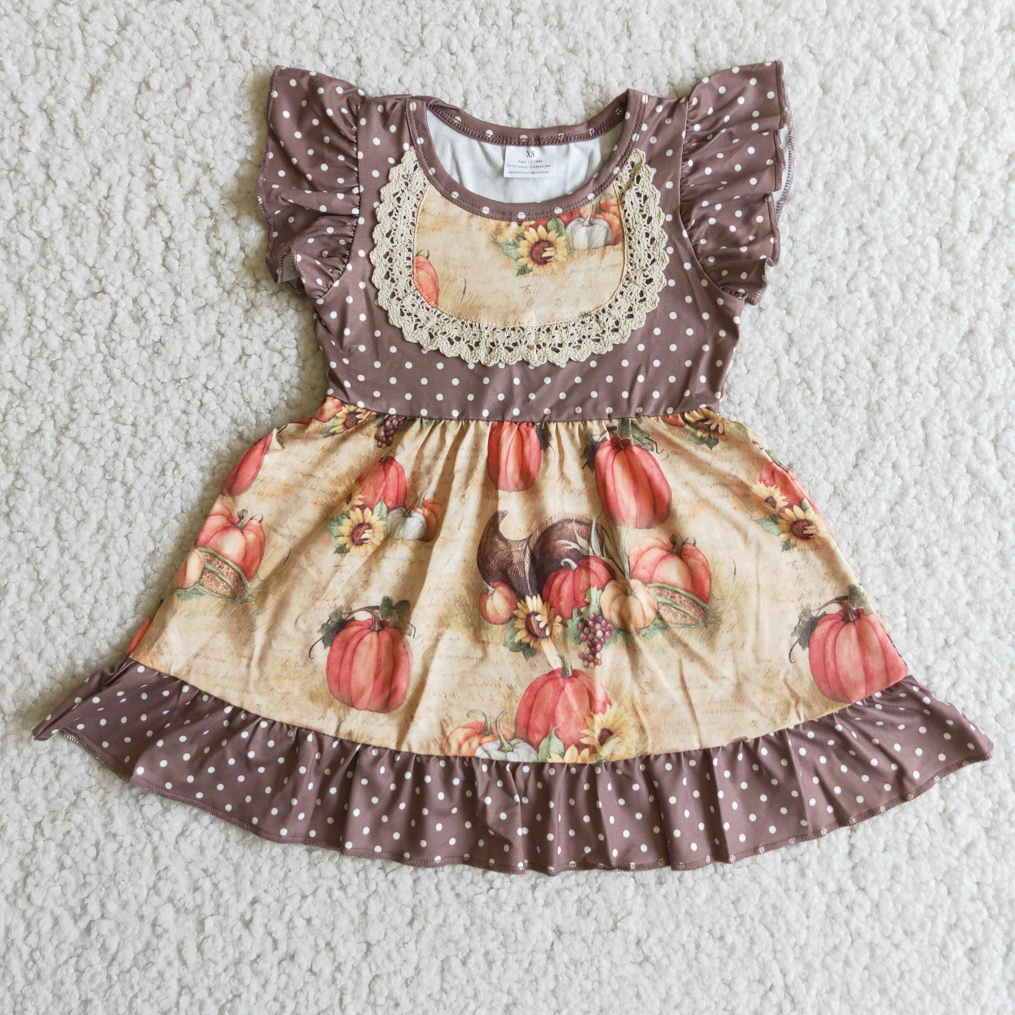 A4-24 girl halloween brown short sleeve pumpkin dress-promotion 2023.10.4