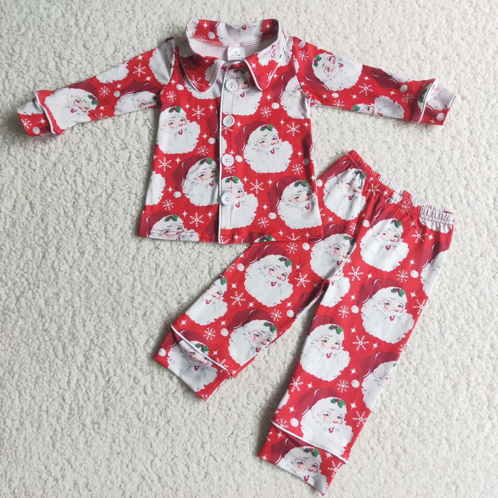 6 C7-24 RTS baby boy clothes santa claus red christmas pajamas set