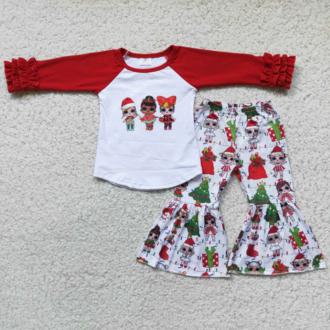 6 A29-21 girl red christmas long sleeve winter set